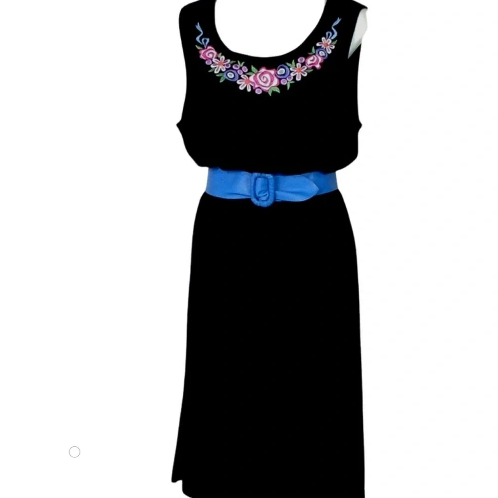 Stunning VTG dress Bob Mackie vintage y2k 80s maxi embroider floral barbiecore - Picture 10 of 12